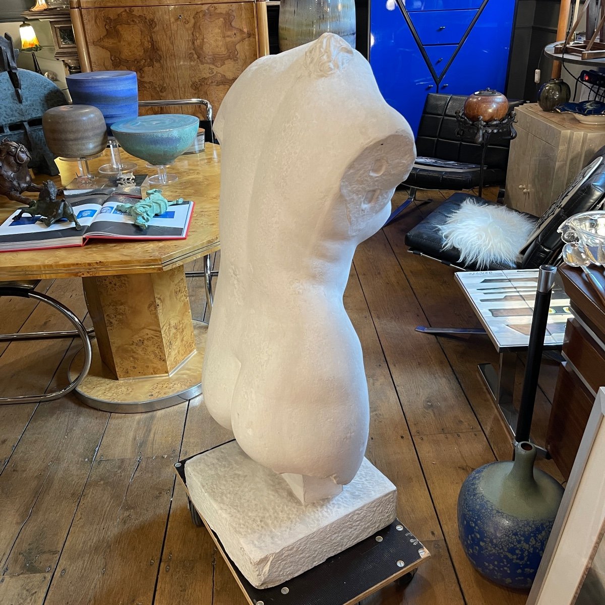 Lola Di Vito *large Studio Plaster* 109cm Sculpture Bust Torso Of Nude Woman, Unique Piece-photo-4