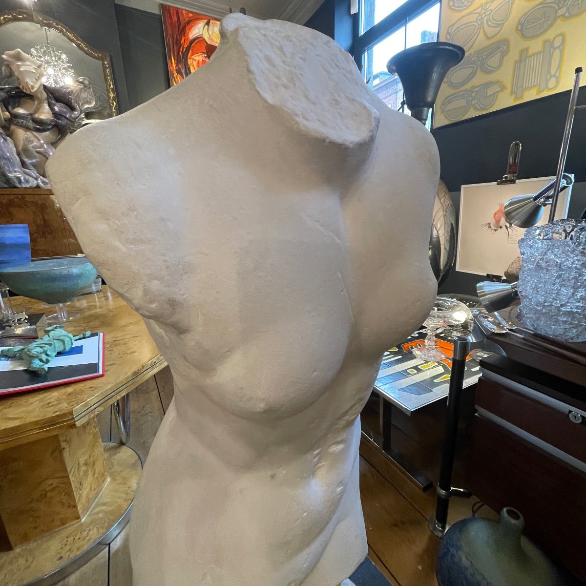 Lola Di Vito *large Studio Plaster* 109cm Sculpture Bust Torso Of Nude Woman, Unique Piece-photo-3