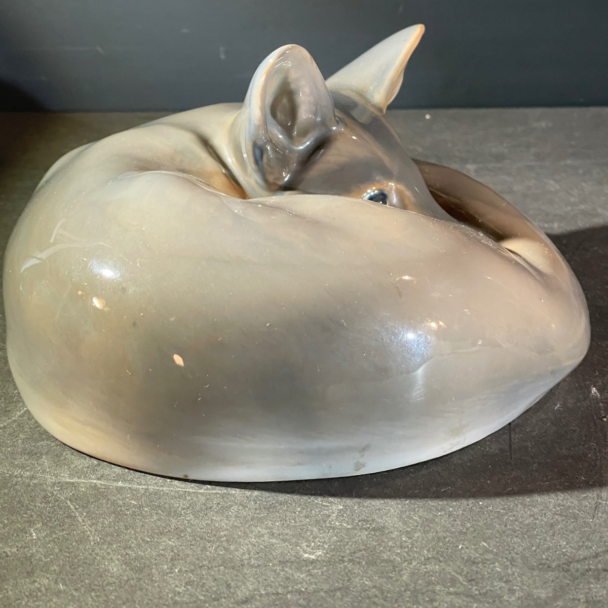 Erik Nielsen Royal Copenhagen, Sleeping Fox, Animal Figurine Sculpture, Porcelain-photo-4