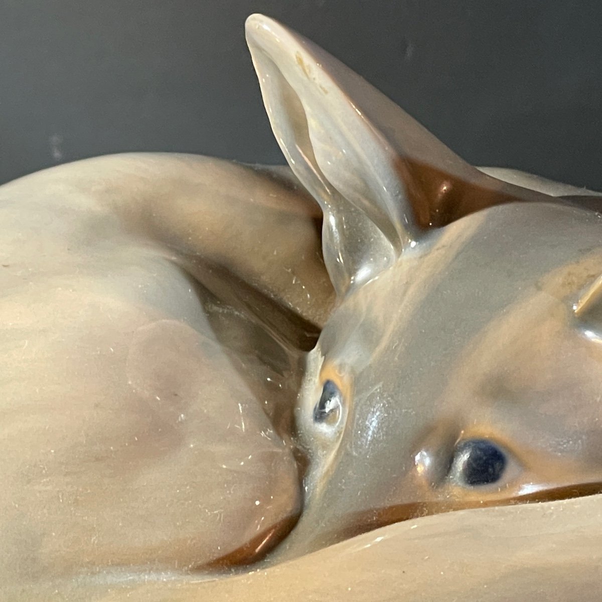 Erik Nielsen Royal Copenhagen, Sleeping Fox, Animal Figurine Sculpture, Porcelain-photo-2