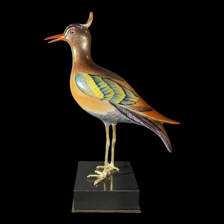 Giulia Mangani / Oggetti 'lapwing Bird' Gilt Bronze Sculpture, Hollywood Regency, 1970