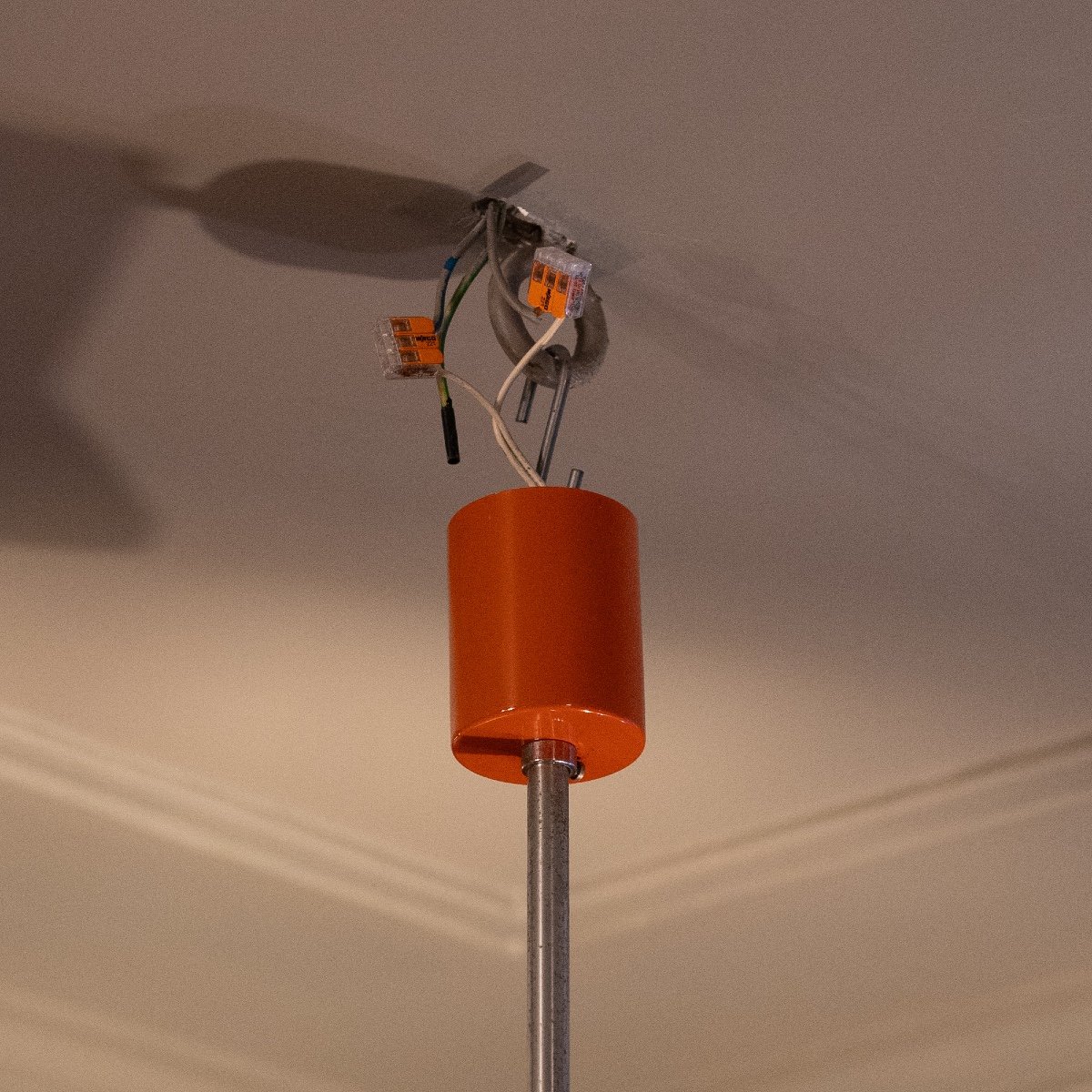 Suspension Vintage 4 Spots / Lustre Orientable, Chromé & Laqué Orange, Design Space Age, 70s-photo-6