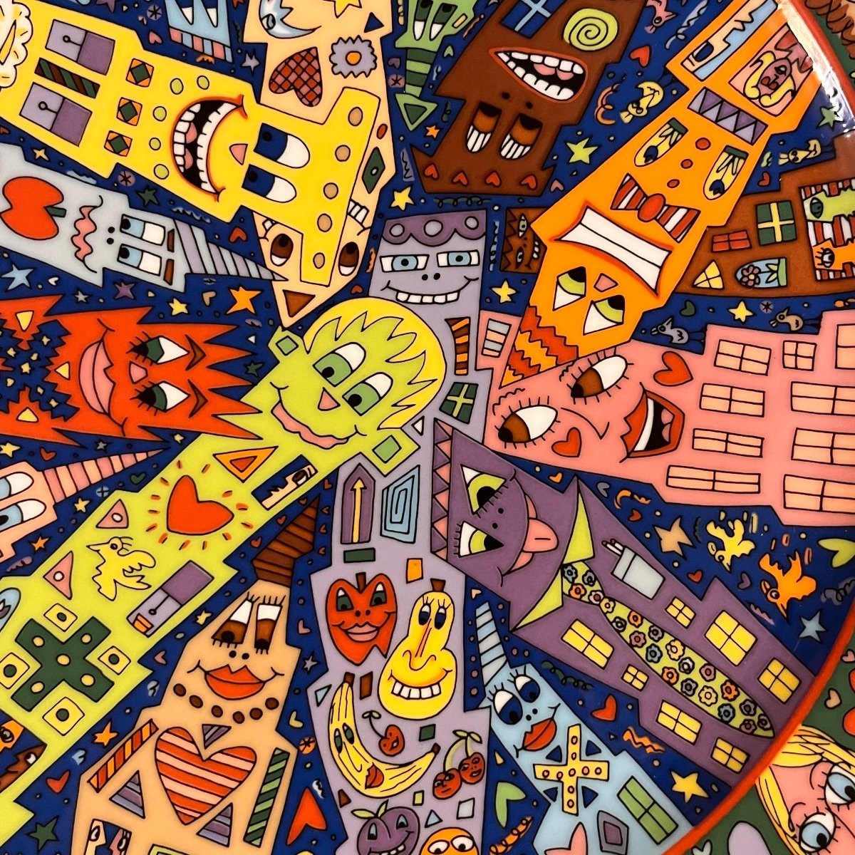 James Rizzi  Rosenthal Studio-linie, Plat/assiette Street Art En Porcelaine Numéroté, Ca 80s-photo-3