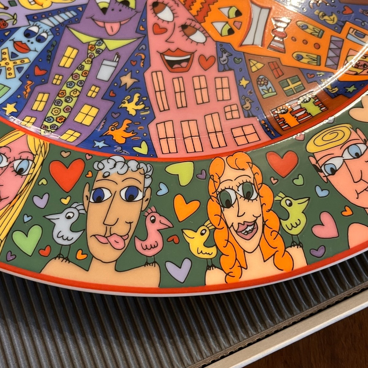 James Rizzi  Rosenthal Studio-linie, Plat/assiette Street Art En Porcelaine Numéroté, Ca 80s-photo-7