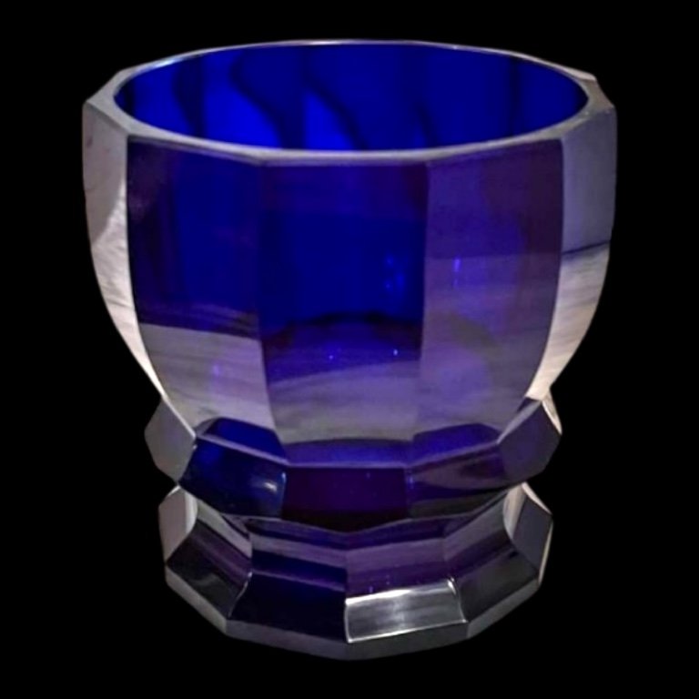 Moser Karlsbad, Design Josef Hoffmann, Cristal Taillé, Bleu Cobalt, Wiener Werkstatte, Ca 1925