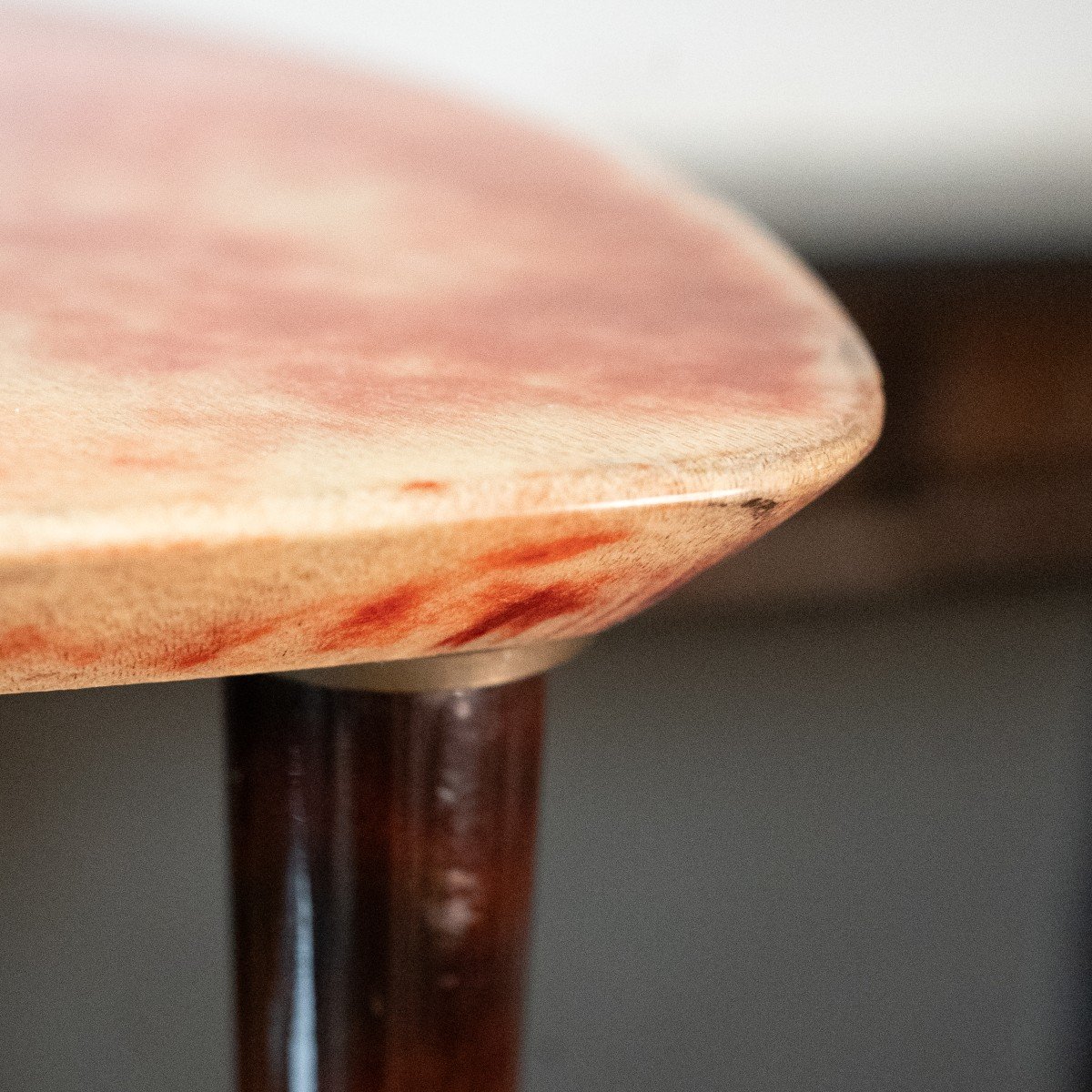 Aldo Tura, Coffee Side Table, Red Dyed Goatskin Parchment Lacquered Italy Ca 1970-photo-3