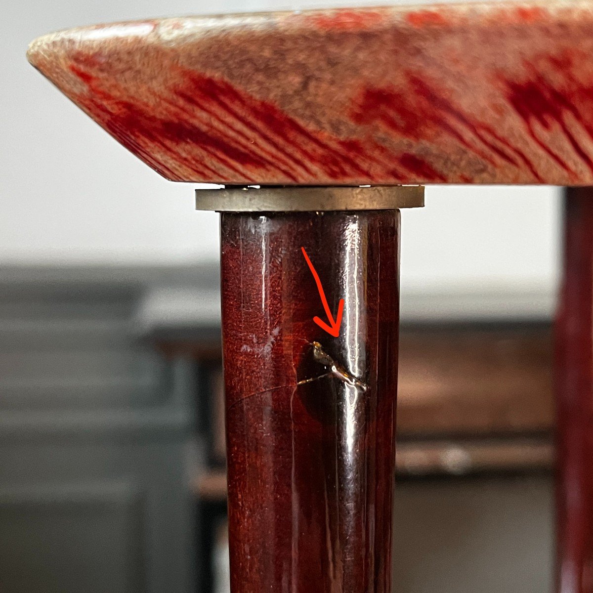 Aldo Tura, Table Basse d'Appoint, Parchemin Peau De Chèvre Teintée Rouge Laqué Italie Ca 1970-photo-5