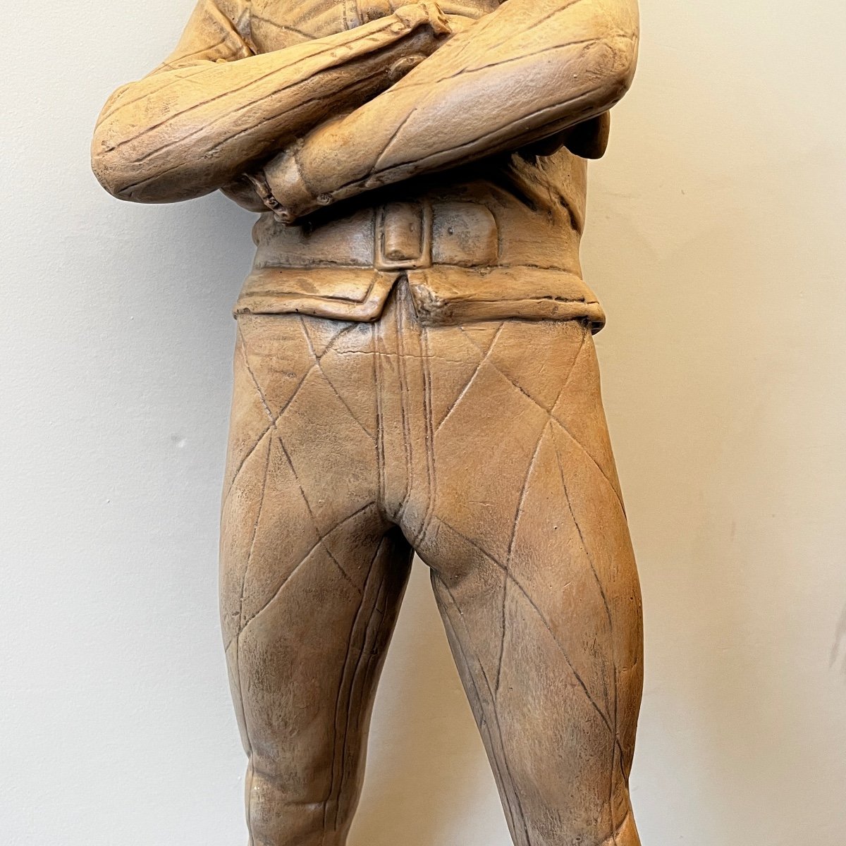 Charles René De Saint-marceaux 'harlequin' Terracotta Sculpture, 19th Century-photo-3