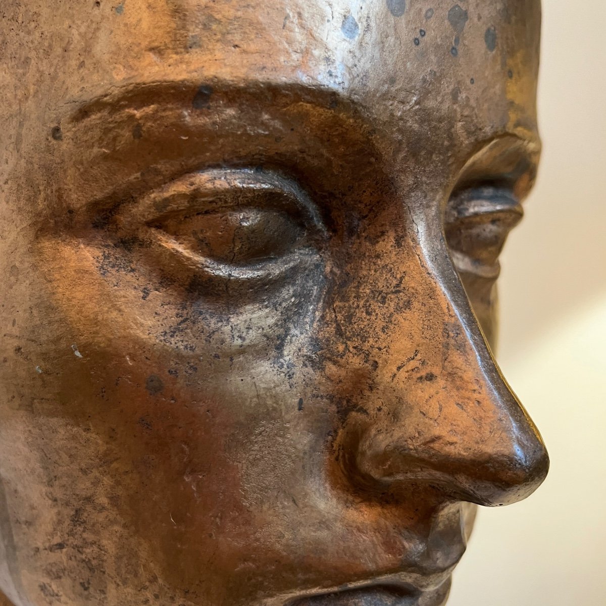 Robert Delnest 'woman's Face' Bronze Portrait / Bust Sculpture 1961-photo-2