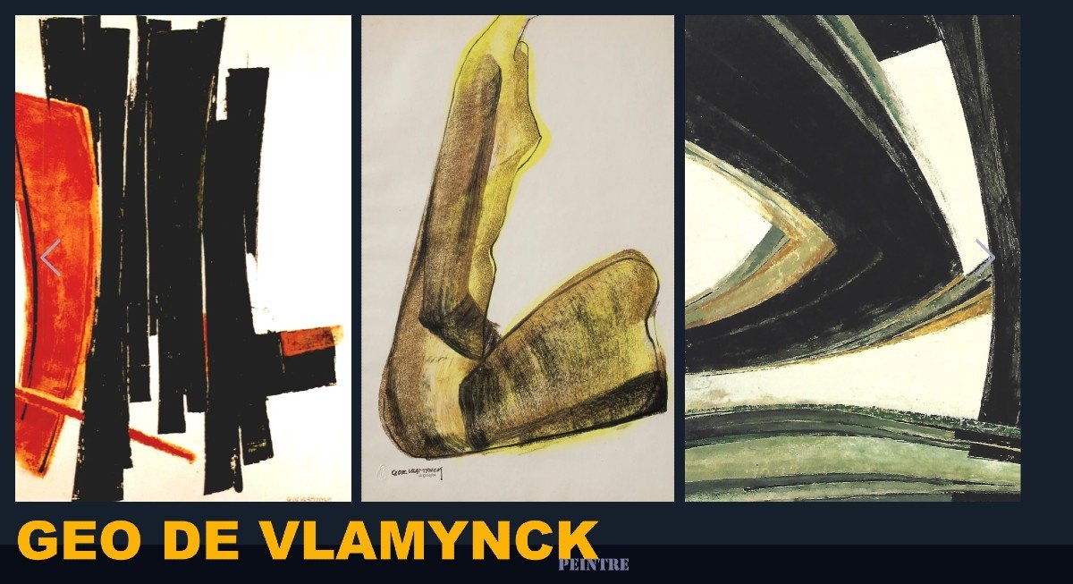 Georges (geo) De Vlamynck 'abstract Female Nude B' Painting / Mixed Media, Wet Charcoal-photo-8