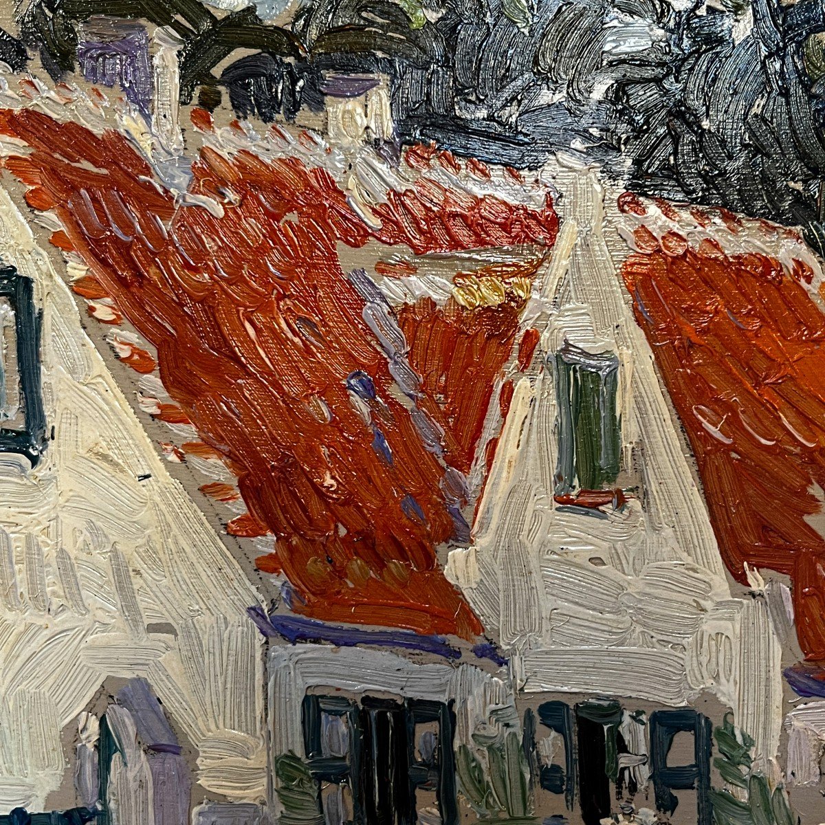 Paul Mathieu 'paysage Impressionniste' Tableau Huile Sur Panneau, Ca 1915-photo-3