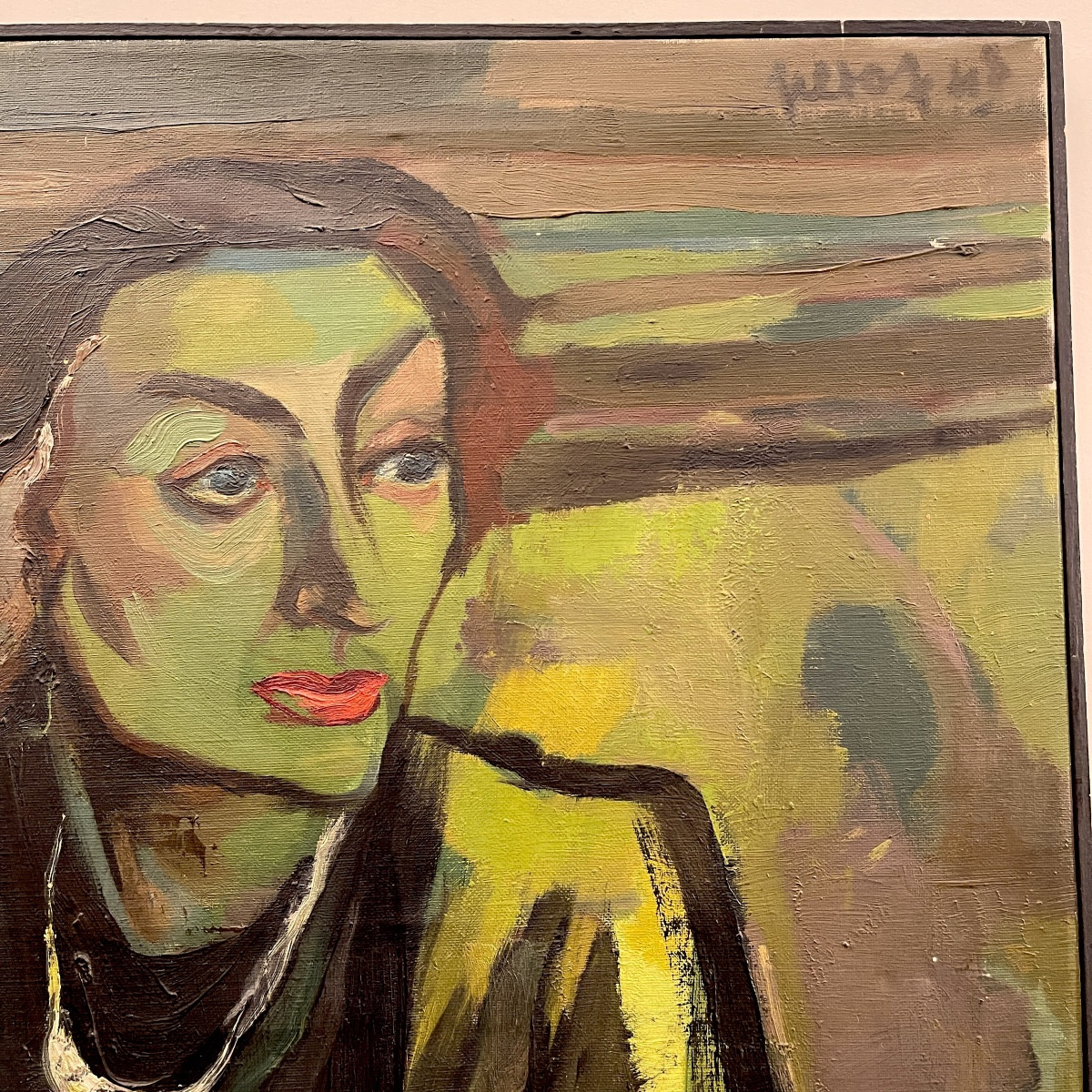 Luc Perot 'colette' Portrait Of A Woman Fauvist, Oil On Canvas Painting 1947-photo-3