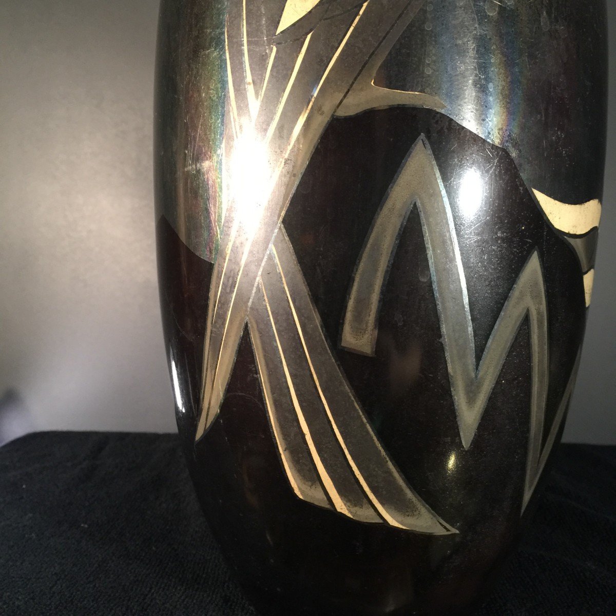 Lucien Gerfaux, Art Deco Vase In Dinanderie, Animal Decor In Heron, Ca 1930-photo-4