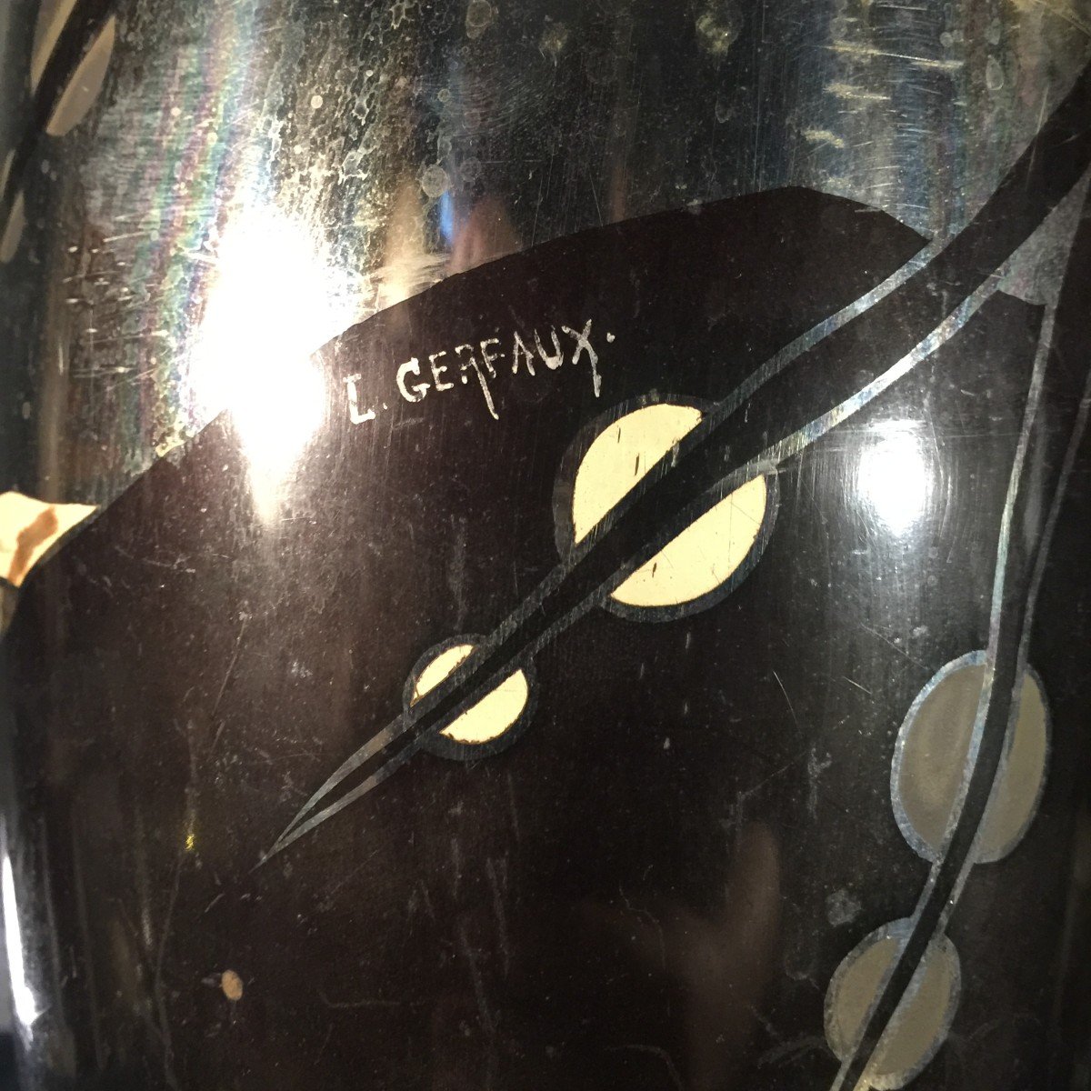 Lucien Gerfaux, Art Deco Vase In Dinanderie, Animal Decor In Heron, Ca 1930-photo-3