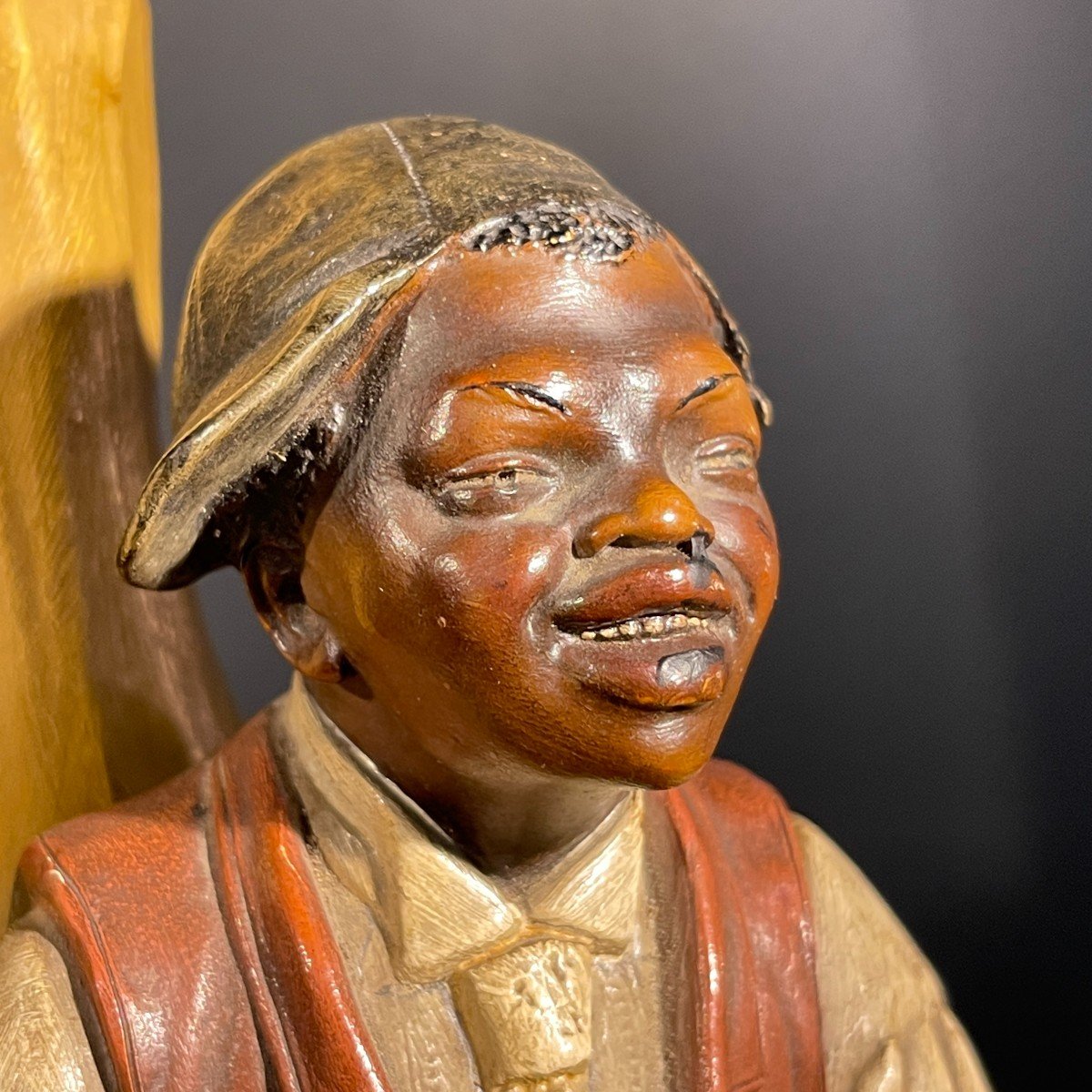 Johann Maresch, "the Break" Sculpture, African American In Terracotta, Ca 1890-photo-3