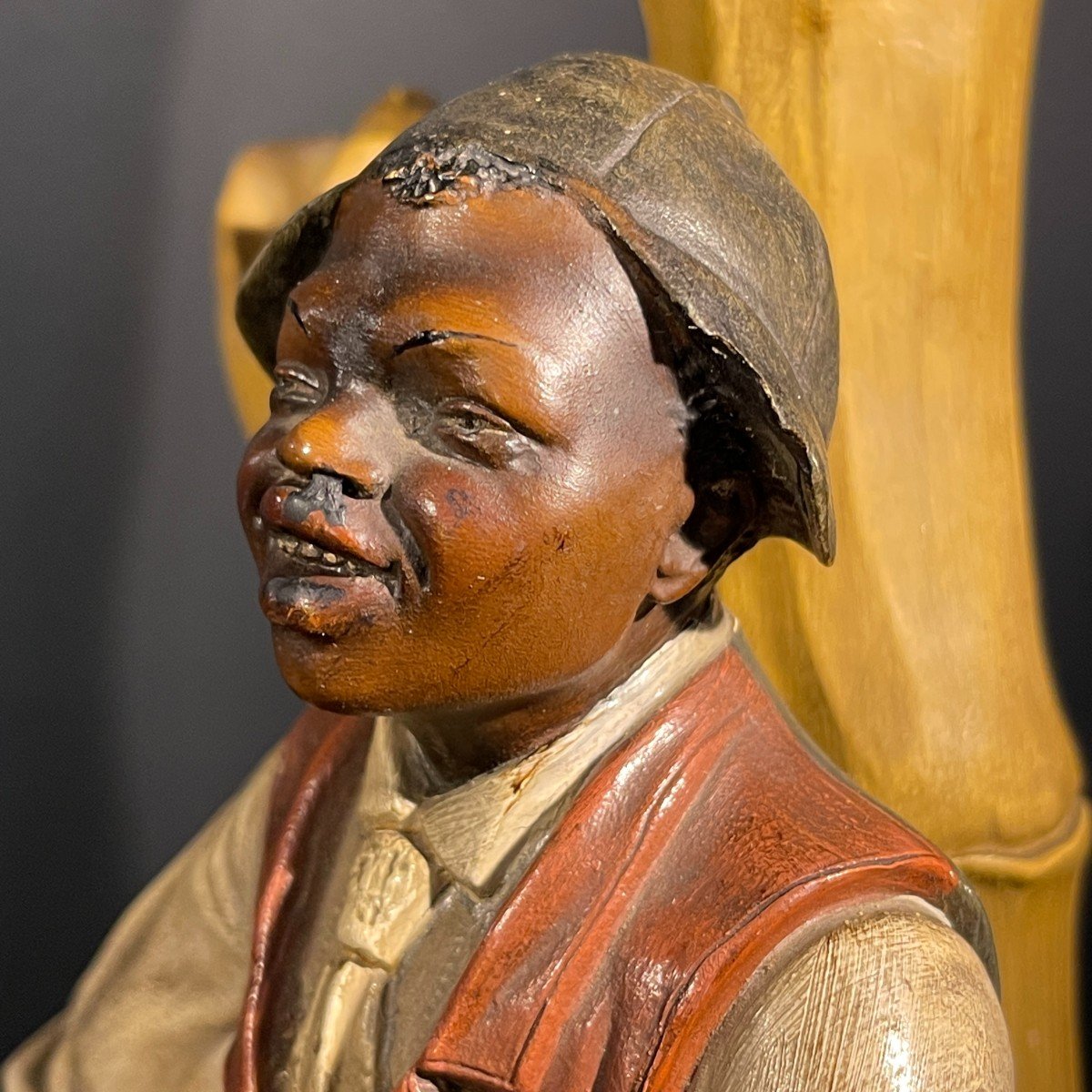 Johann Maresch, "the Break" Sculpture, African American In Terracotta, Ca 1890-photo-4