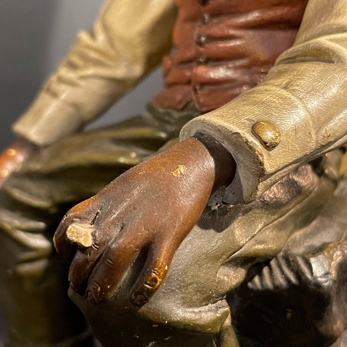 Johann Maresch, "the Break" Sculpture, African American In Terracotta, Ca 1890-photo-3