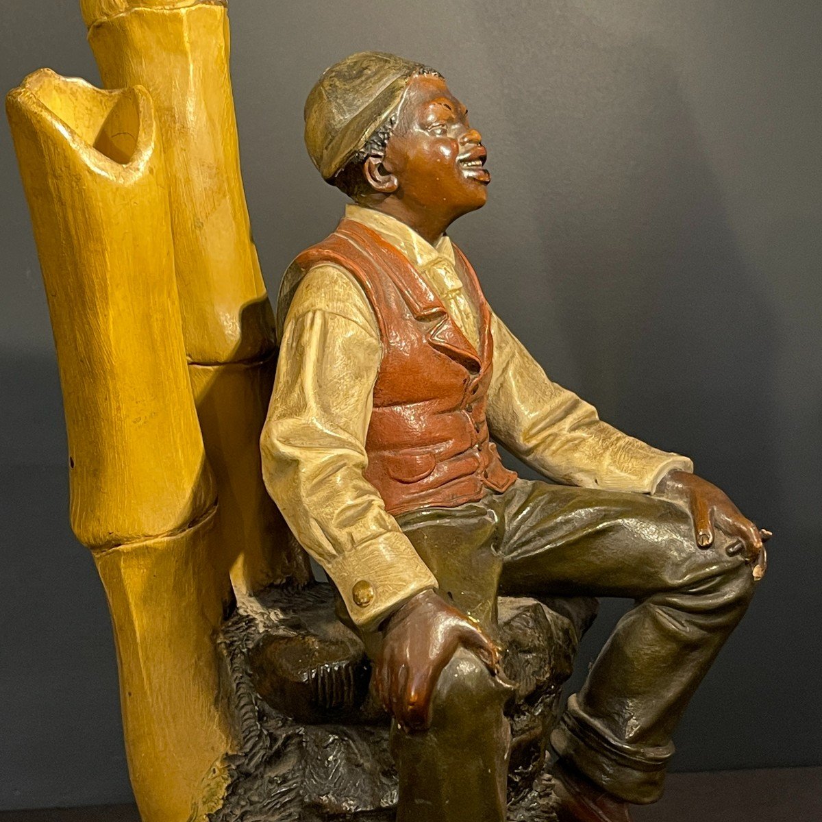 Johann Maresch, "the Break" Sculpture, African American In Terracotta, Ca 1890-photo-4