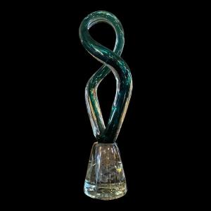 Robert Pierini " Twist " Important Glass Sculpture (70cm), Filigree Basement, 1995