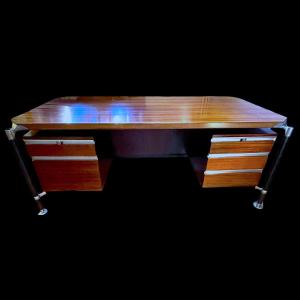 Ico Parisi & Alexandro Ferrari Pour Mim Roma, Executive Desk, Double Box, Rosewood 1960s