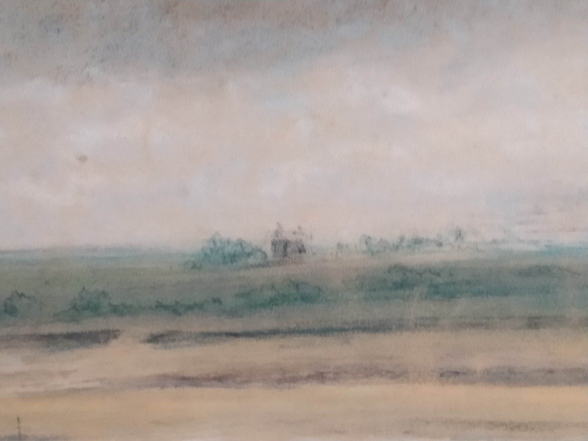 Victor Eekhout: Beach By The Sea. Pastel Around 1850-photo-4