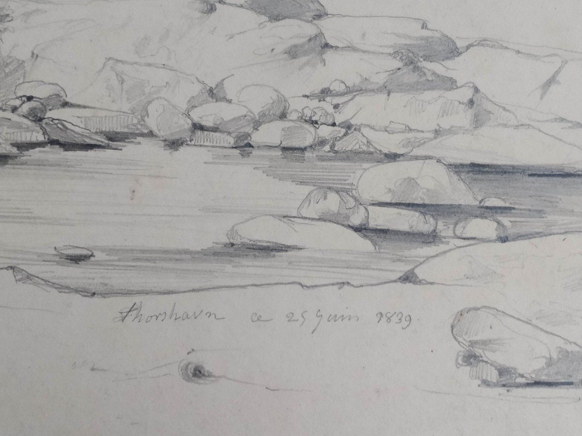 Eugène Ciceri "vue De Thorshavn En 1839" Dessin-photo-2