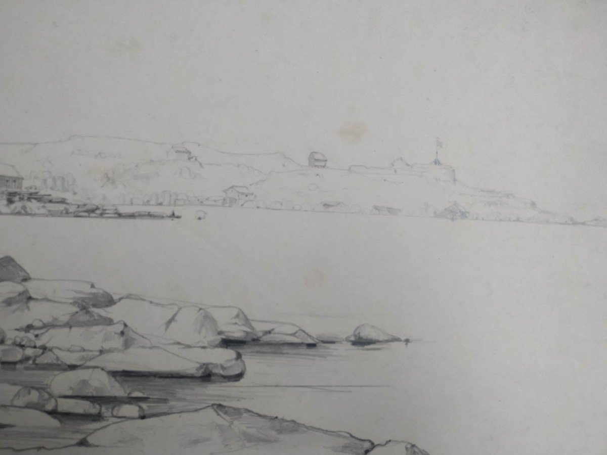 Eugène Ciceri "view Of Thorshavn In 1839" Drawing-photo-2