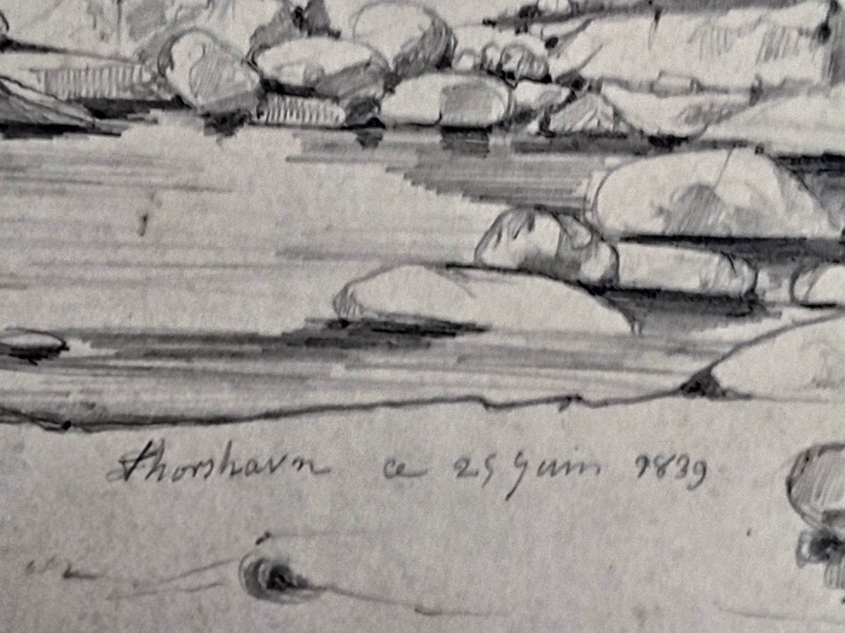 Eugène Ciceri "view Of Thorshavn In 1839" Drawing-photo-3