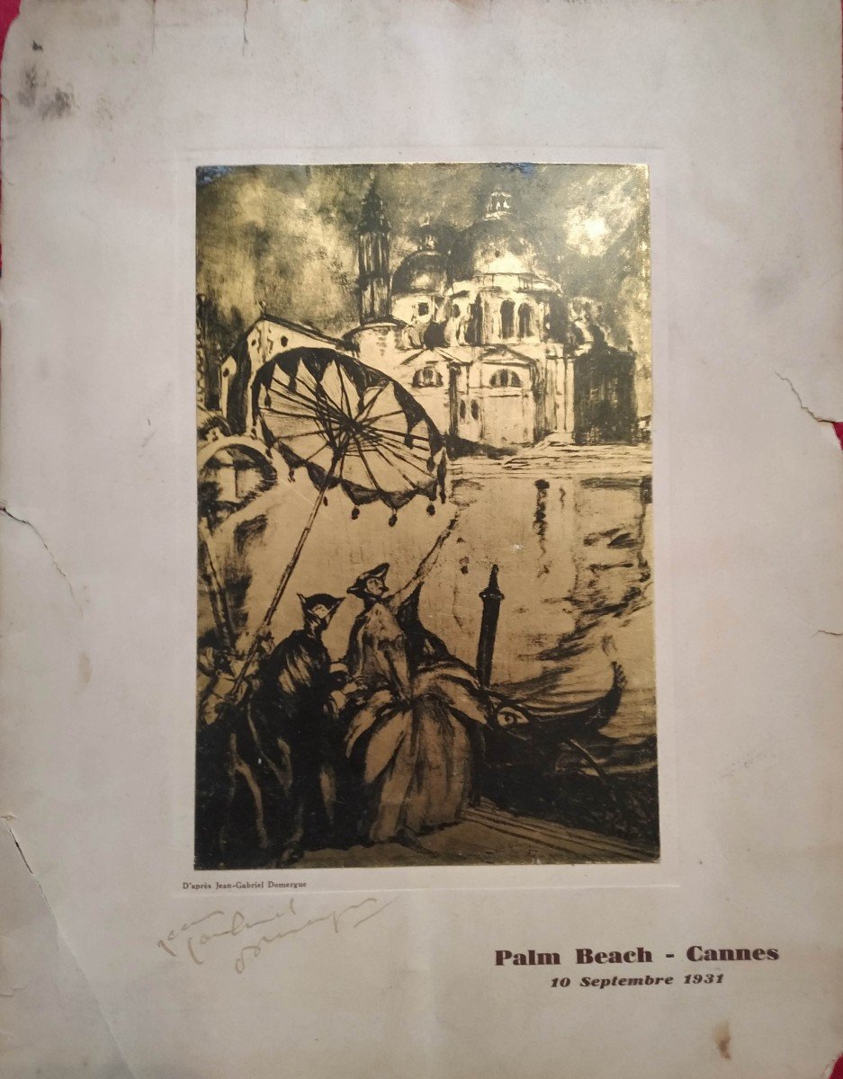 carnaval à Venise" lithographie signée par Jean-Gabriel Domergue en 1931 - 