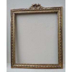 Louis XVI Frame With Knot In Carved Wood Gilded With Gold Leaf