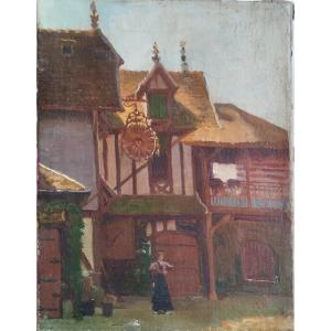 J.j.scherrer : " Chennevières vieille maison" huile sur toile 1905