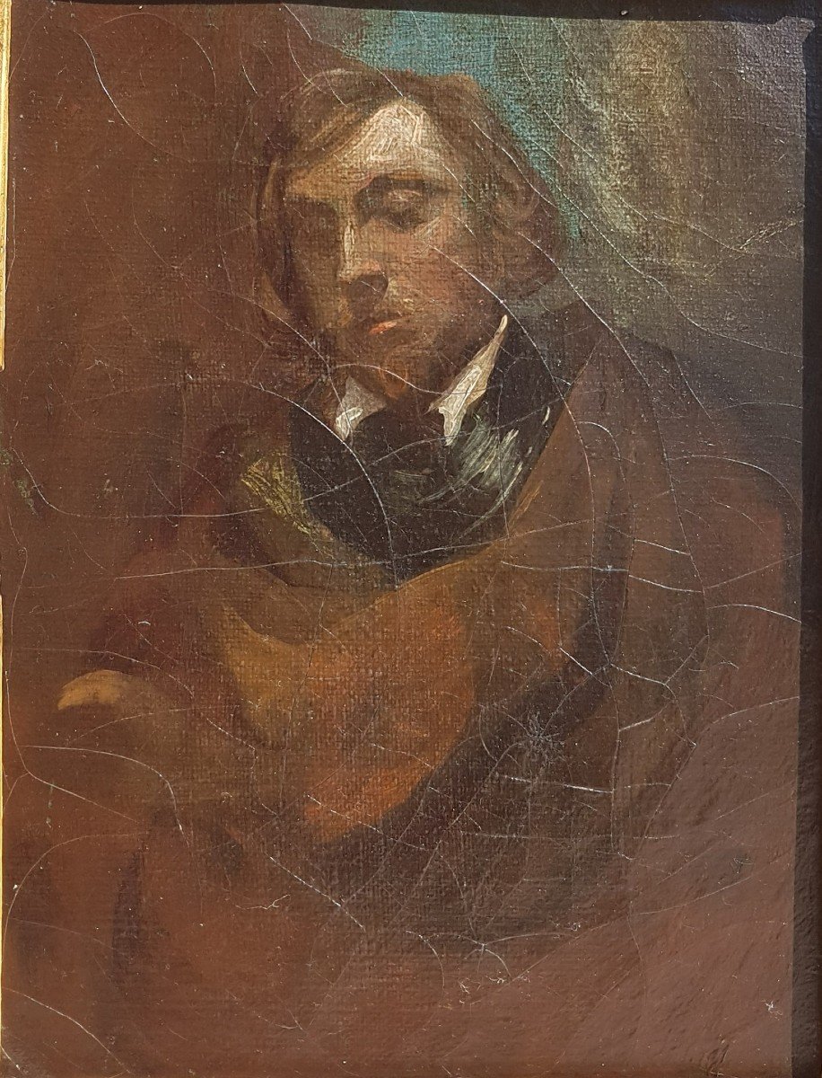 Ecole française début 19e  Portrait présumé d'Eugène Delacroix-photo-2