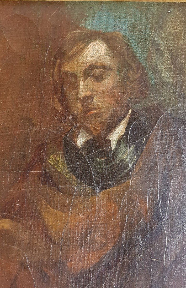 Ecole française début 19e  Portrait présumé d'Eugène Delacroix-photo-4