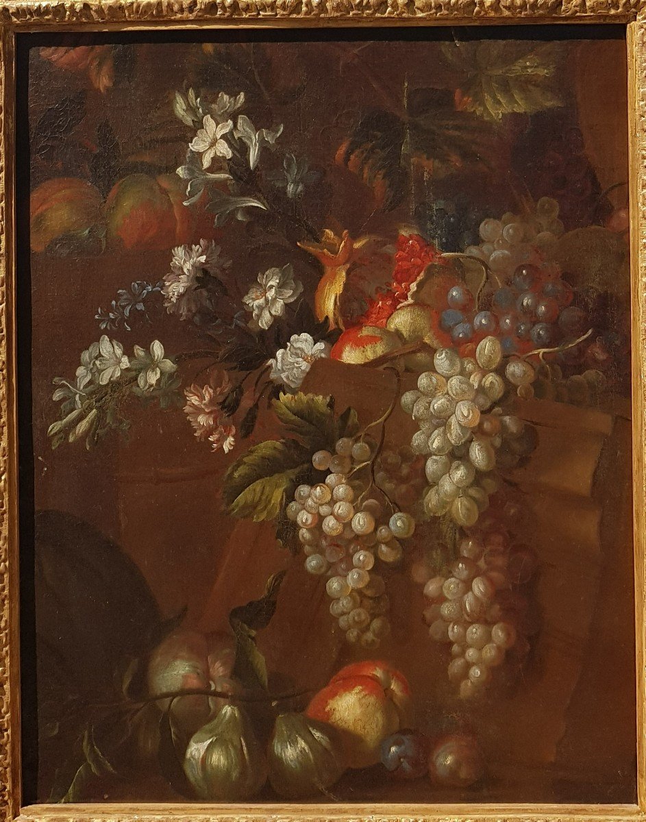 Pieter III CASTEELS (1684-1749) Nature morte de fruits et de fleurs-photo-2