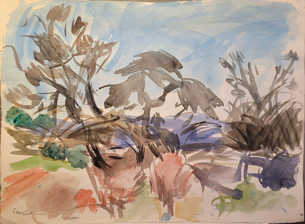 Zawado (1891-1982) Landscape In Aix En Provence