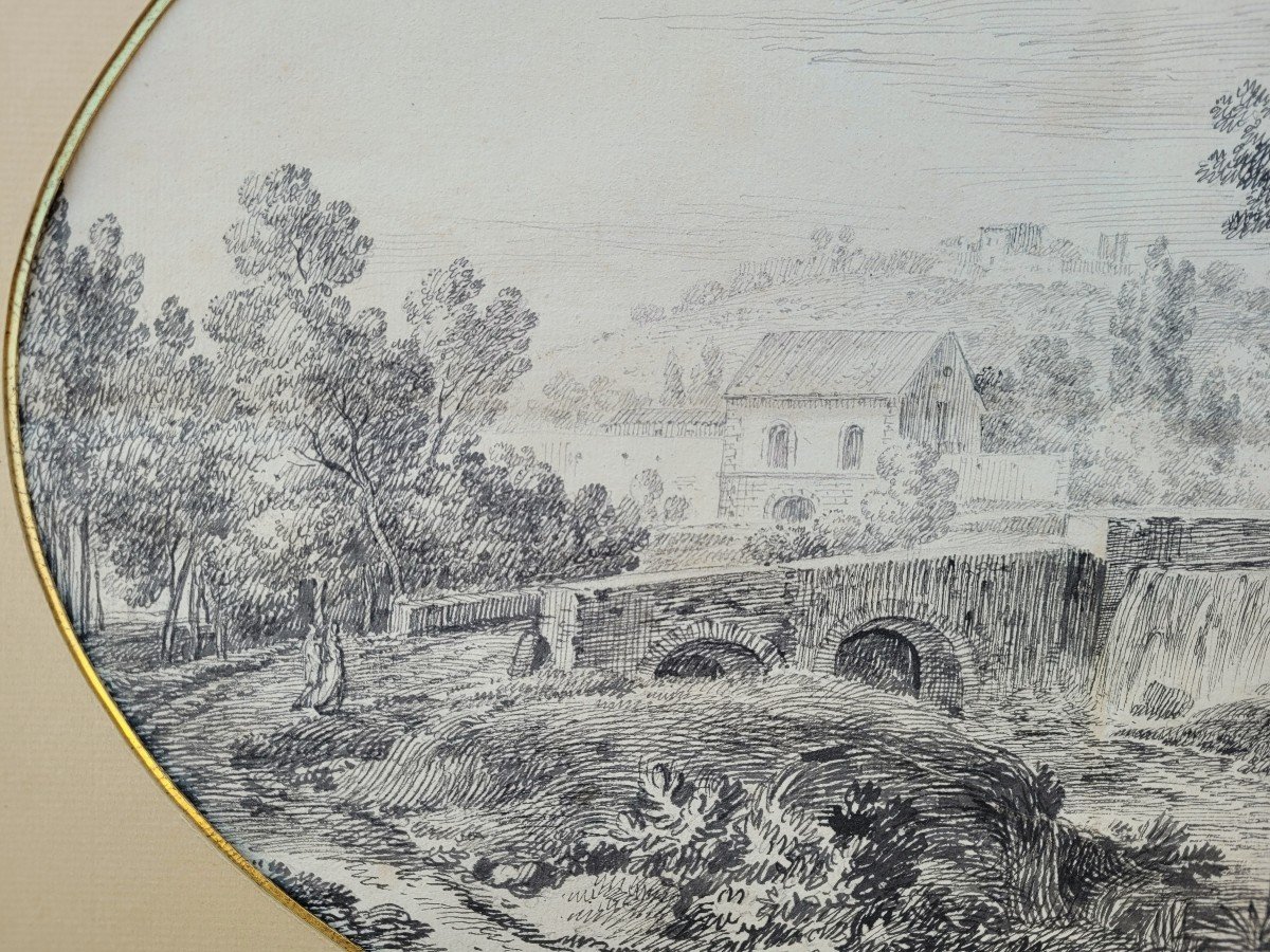 Jean Antoine CONSTANTIN D'AIX (1756-1844) Paysage au pont-photo-3