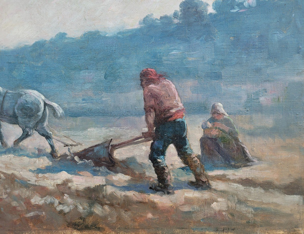 Emile Giraud (1850-1918) Plowing-photo-3