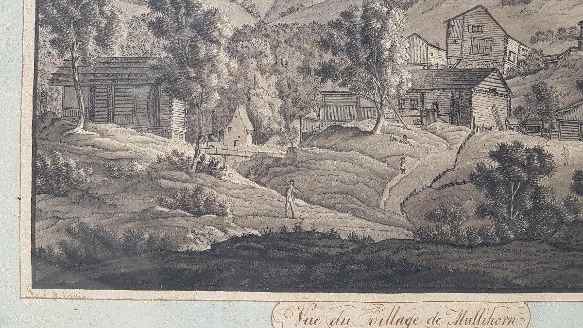  Suisse, village de  Mühlehorn dessin 1820-photo-3