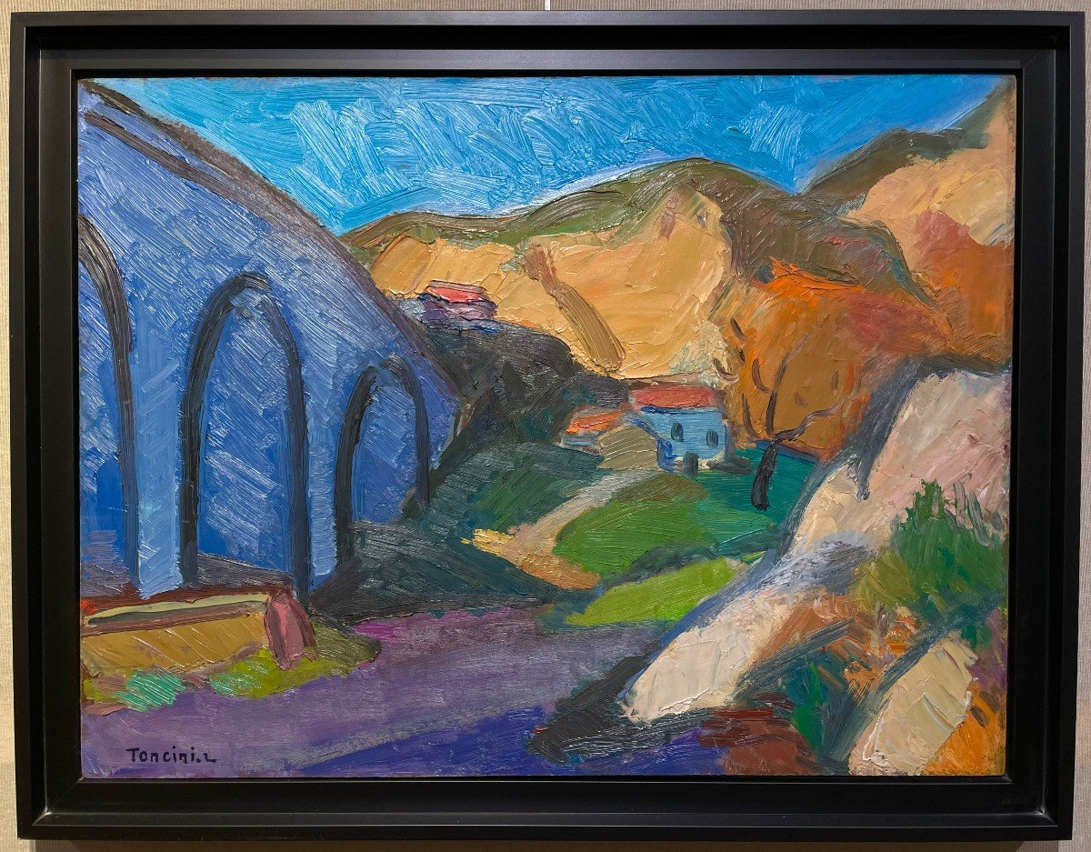 Louis Toncini (1907-2002) Hills And Viaduct At l'Estaque, Marseille