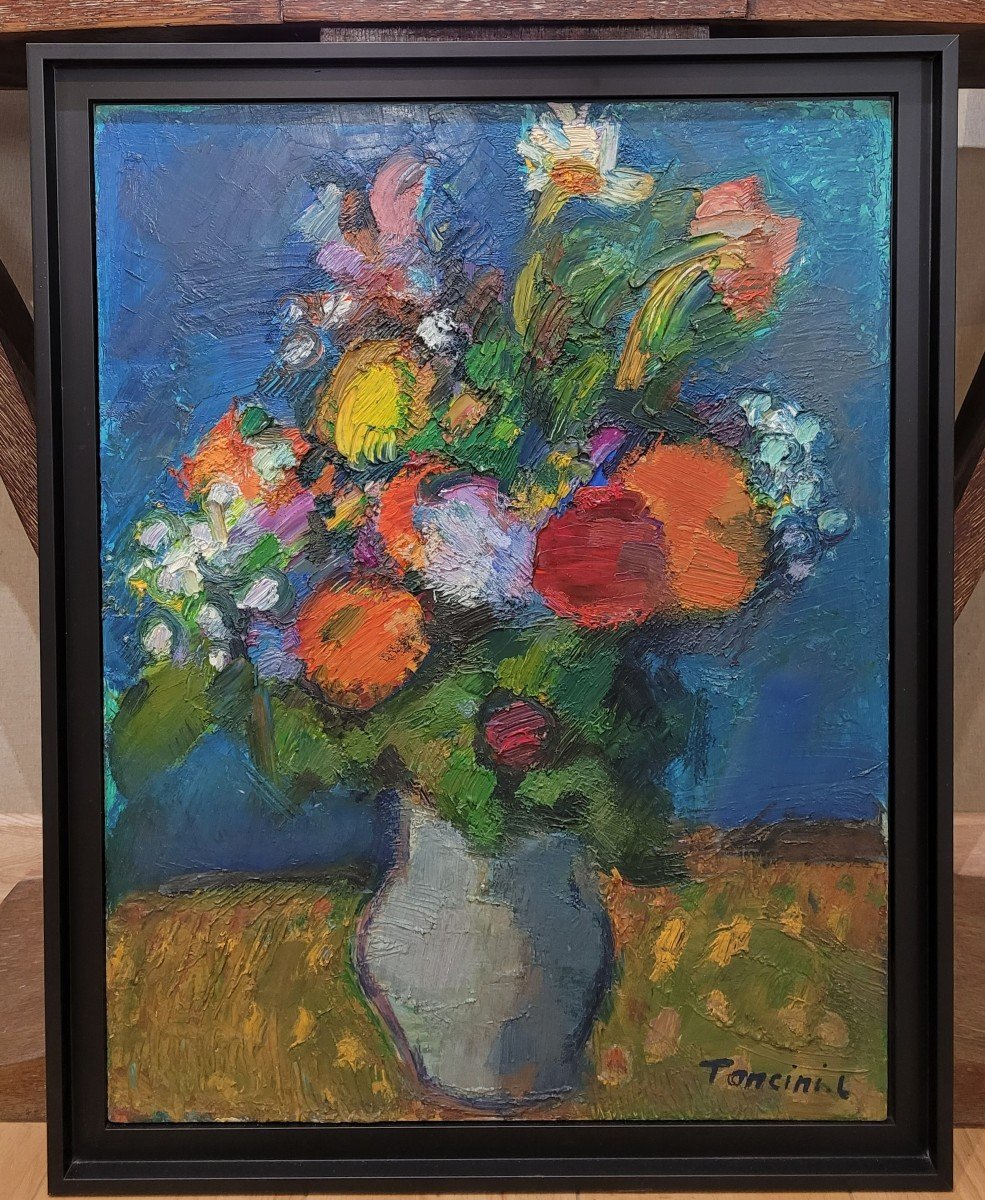 Louis Toncini (1907-2002) Vase De Fleurs -photo-1