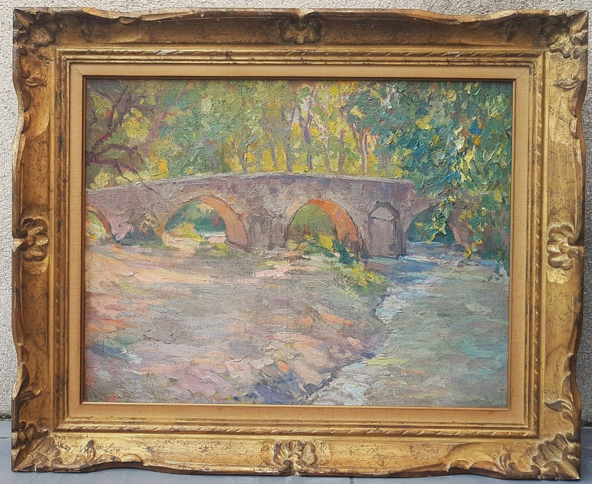 Ulisse Caputo (1872-1948) Aix En Provence, The Saint-pons Bridge-photo-4