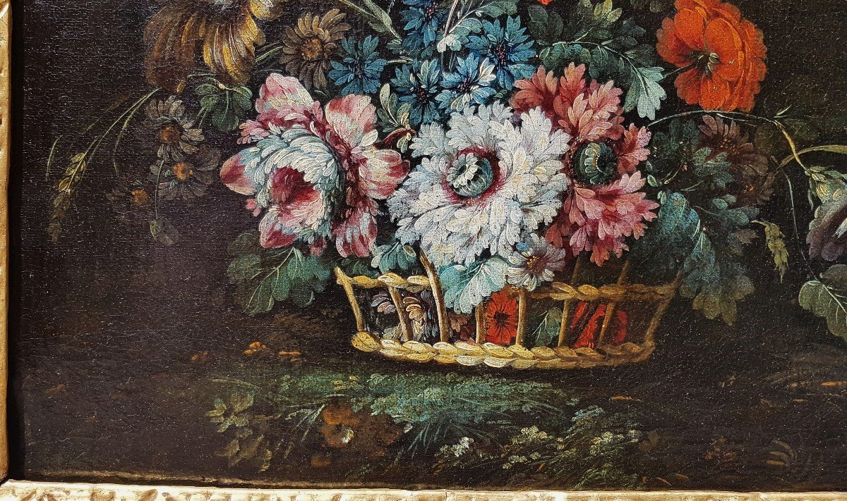 Spanish School 17th Century Basket Of Flowers-photo-4