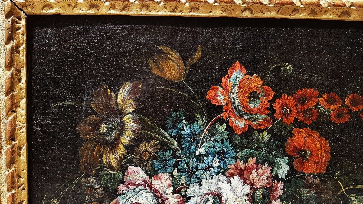 Spanish School 17th Century Basket Of Flowers-photo-1