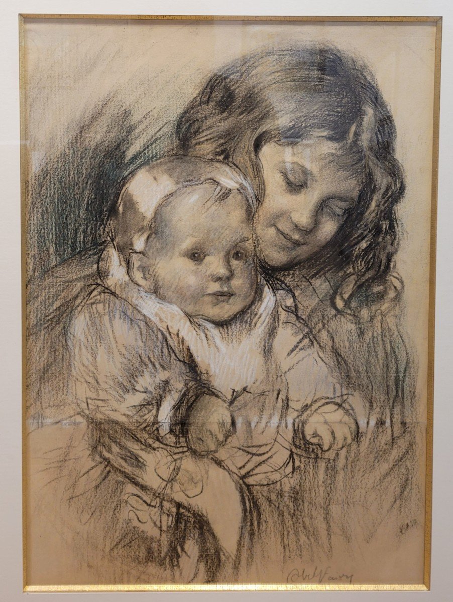 Abel Faivre (1867-1945) Jeune femme et enfant-photo-4