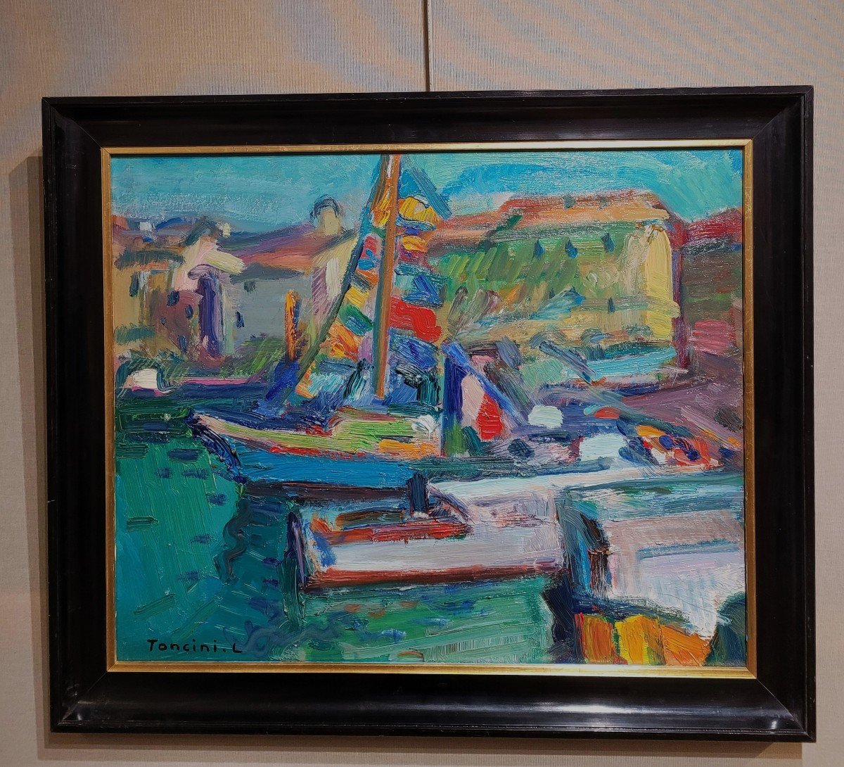 Louis Toncini (1907-2002) Marseille Boats Decorated In The Old Port-photo-4