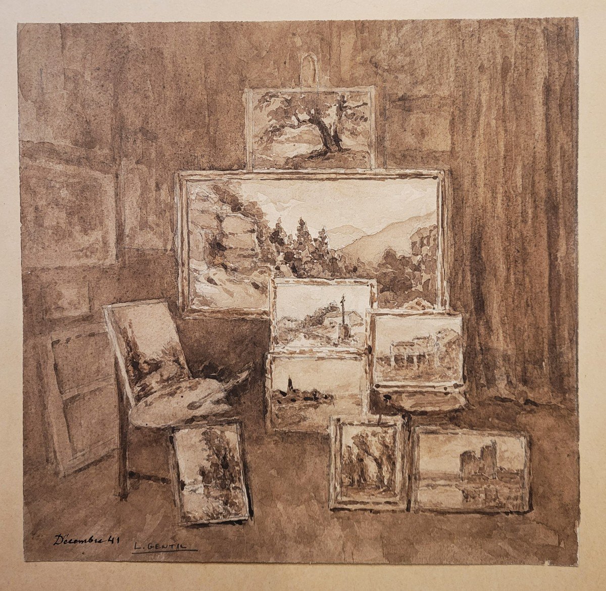 L. Gentil L'atelier du peintre  Alfred Renaudin