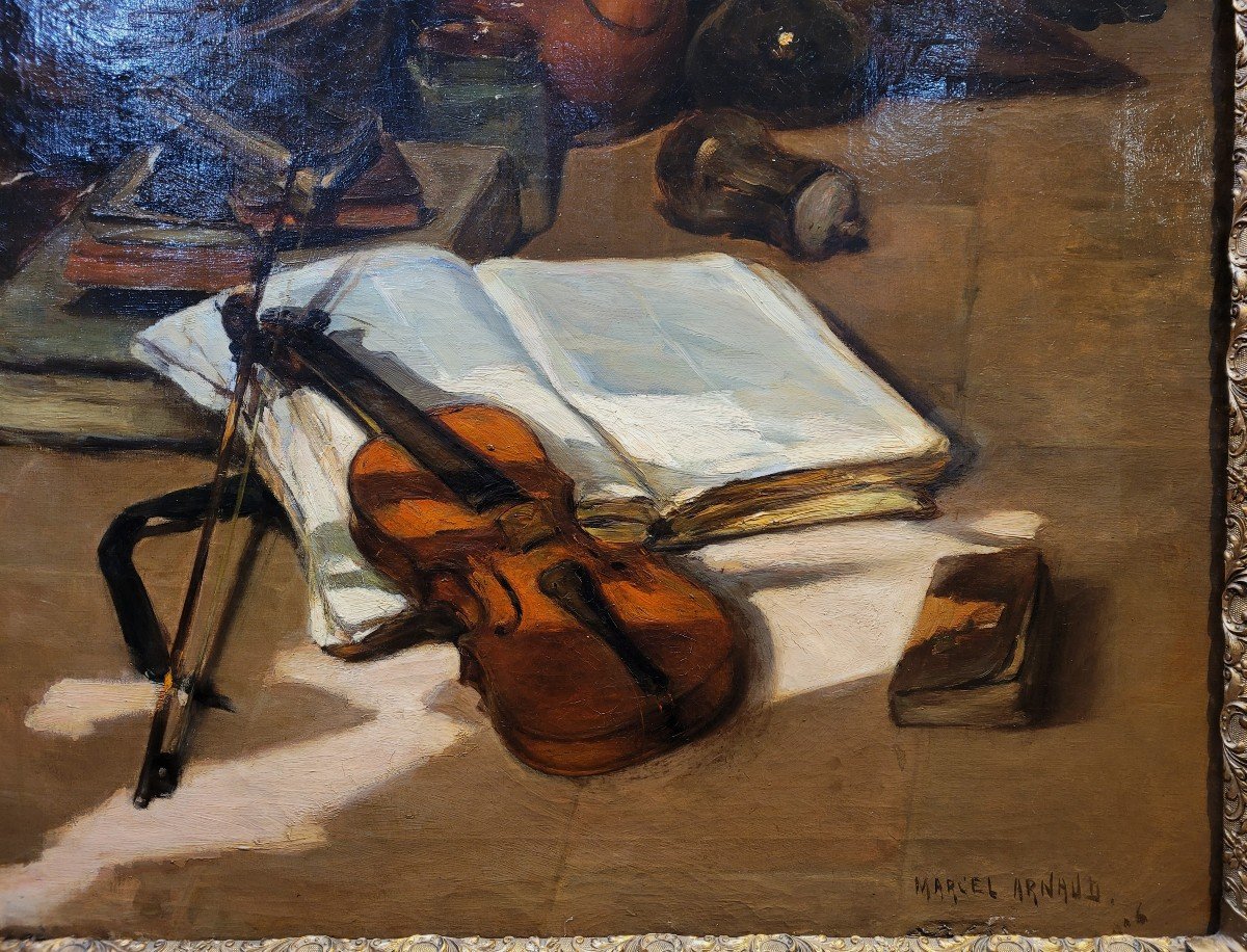 Marcel Arnaud (1877-1956) Still Life With Violin 1906-photo-3