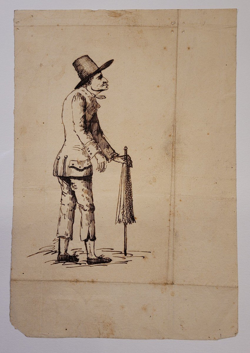 Italian School Of The 18th Century Man With An Umbrella-photo-3