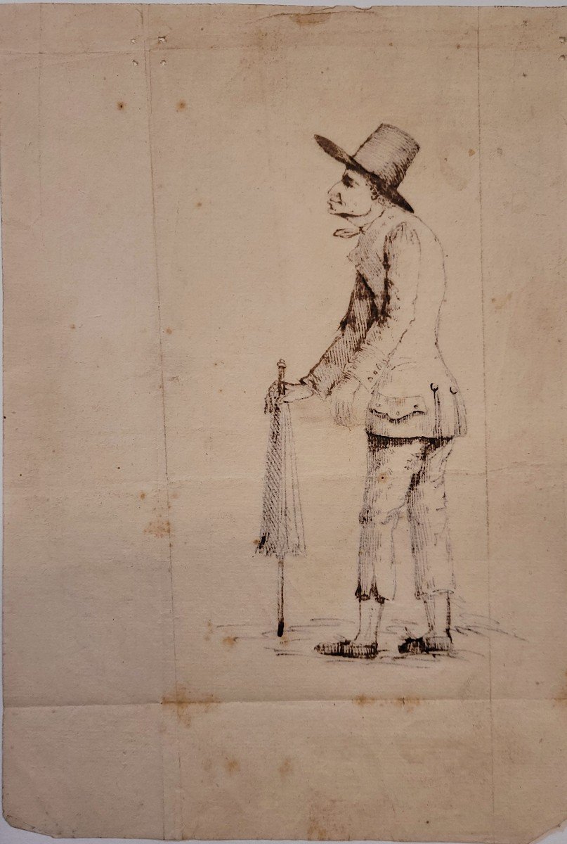 Italian School Of The 18th Century Man With An Umbrella-photo-4