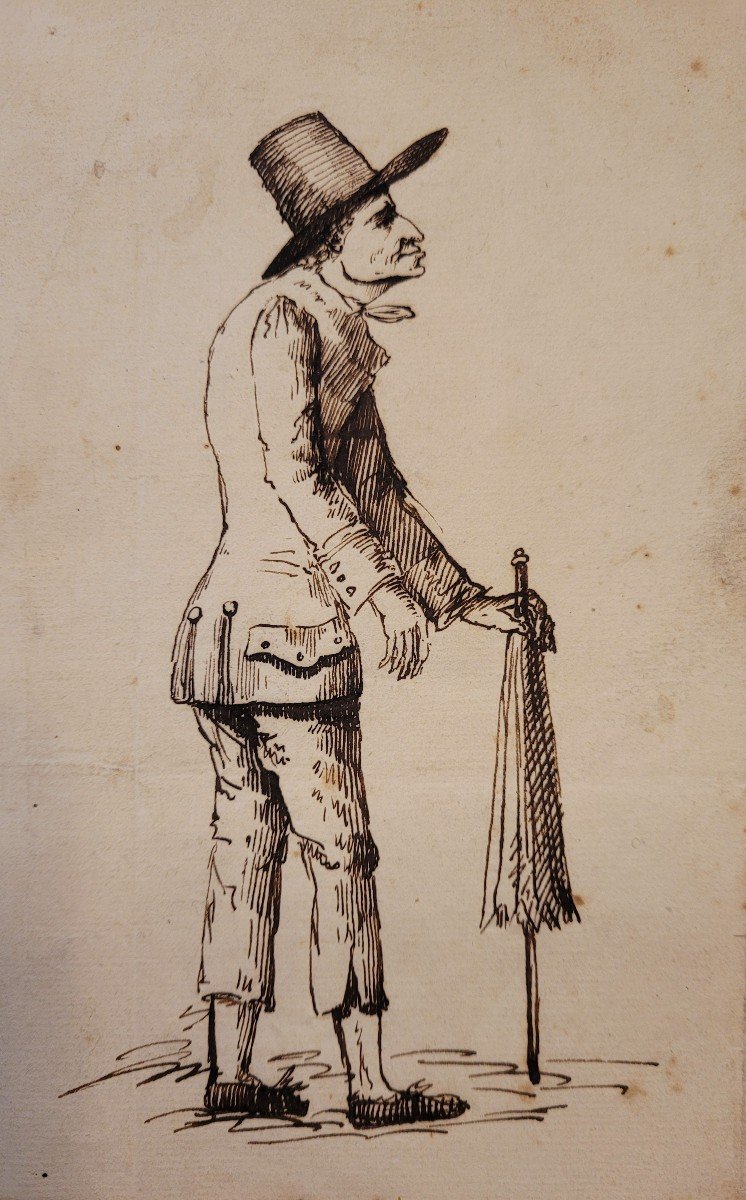 Italian School Of The 18th Century Man With An Umbrella